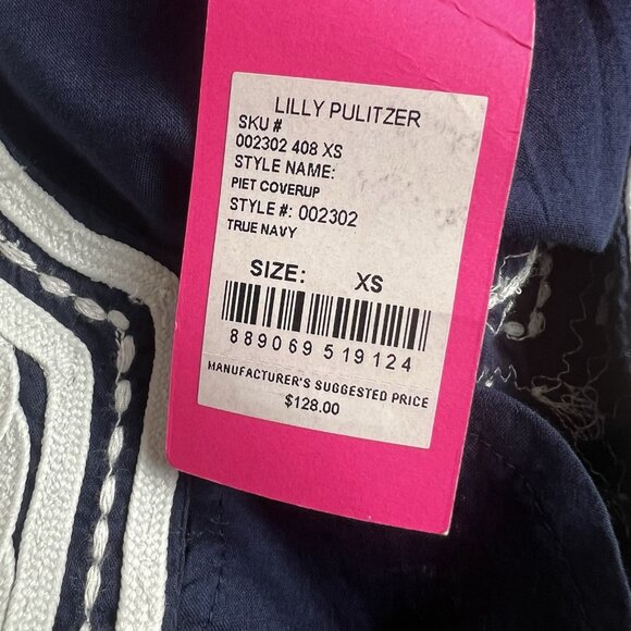 Lilly Pulitzer Size XS Navy Blue Swim Piet Coverup Dress Embroidered Size XS NEW - Picture 9 of 12